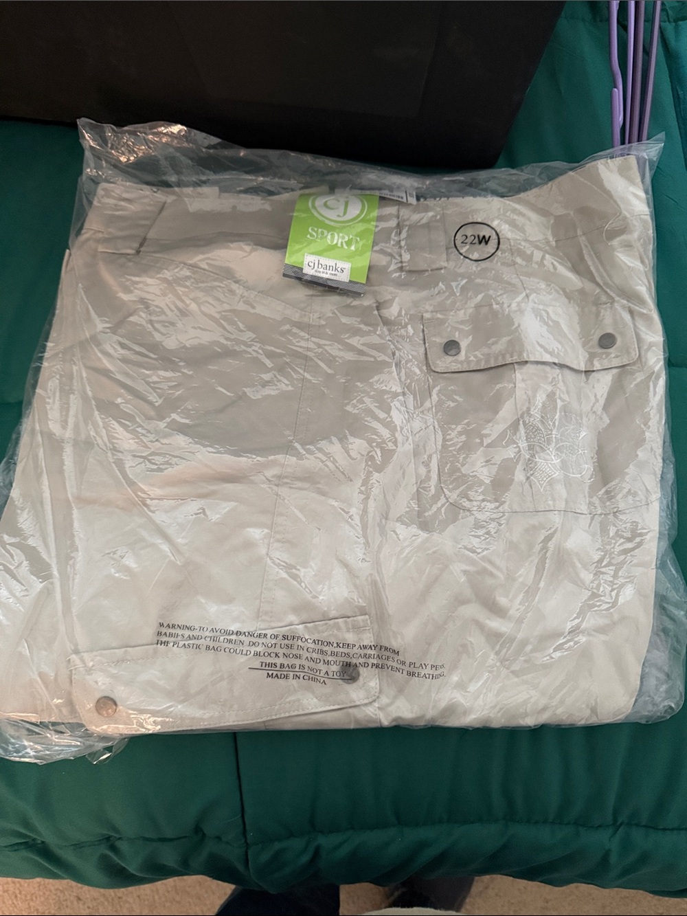 CJ Banks Sport Womens Utility Pants - Tan, in original retailer plastic, 22W.